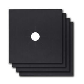 4-Pack Reusable Nonstick Stovetop Burner Protector Liner (Option: Black)